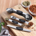 Amazon Hot sale 8pcs Stackable Stainless Steel Magnetic Measuring Spoon Scoop Set with lever